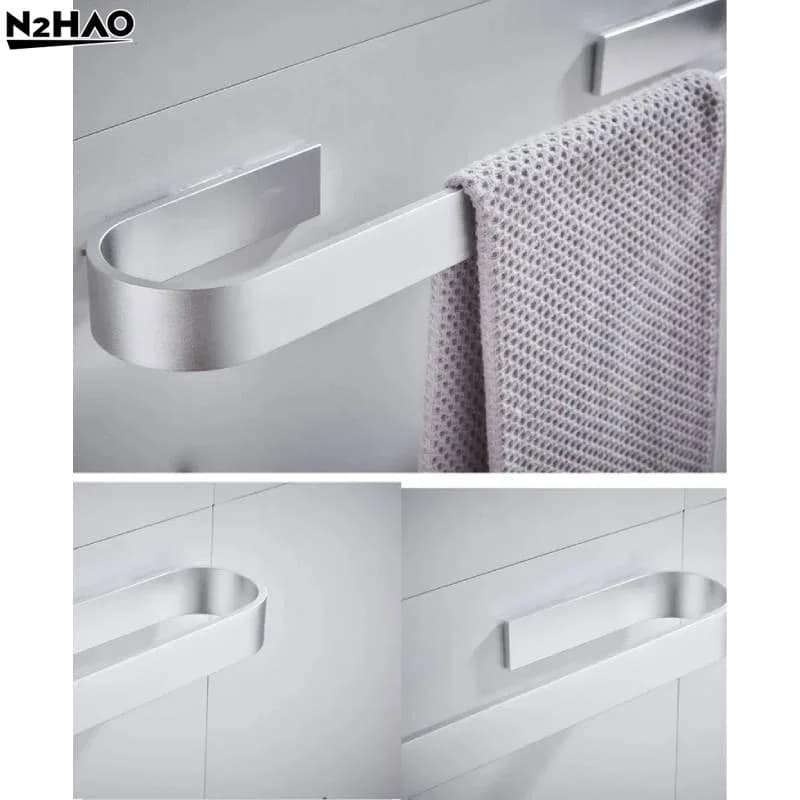 1PC Towel Rail Rack Towel Holder Bathroom Towels Rack Hanger Black Silver Space Aluminum Wall Hanging Towel Bar Storage Shelf