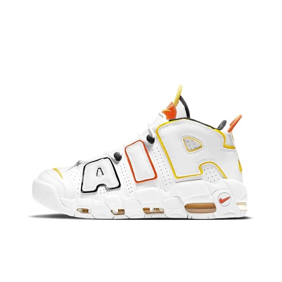 Nike Air More Uptempo Rayguns Mid top Basketball Shoes Men's White Blue Yellow DD9223-100