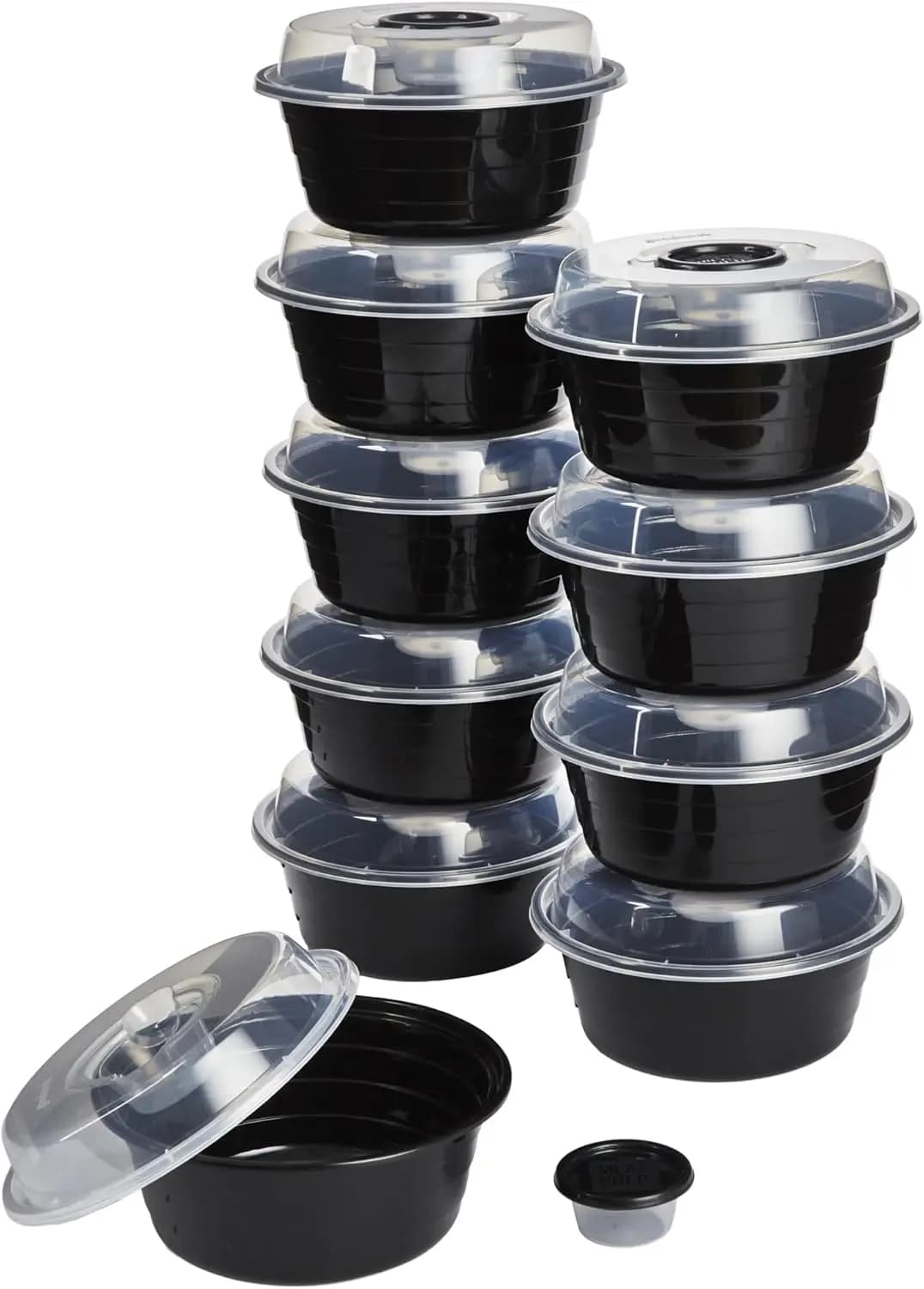 Set di 10 Contenitori GoodCook per Preparazione Pasti con Coperchi e Coppette per Condimenti, Adatti al Microonde