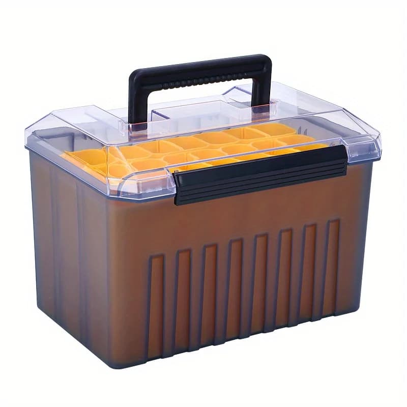 ABAHUB Fishing bait box - Waterproof ABS/PP Organizer for shrimp/calamari equipment, portable bait case (yellow/grey)
