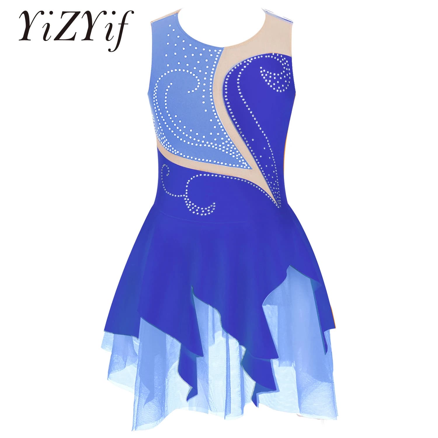 Ginnastica body balletto Tutu vestito bambini ragazze strass Hollow figura pattinaggio vestito lirico spettacolo teatrale costumi di danza