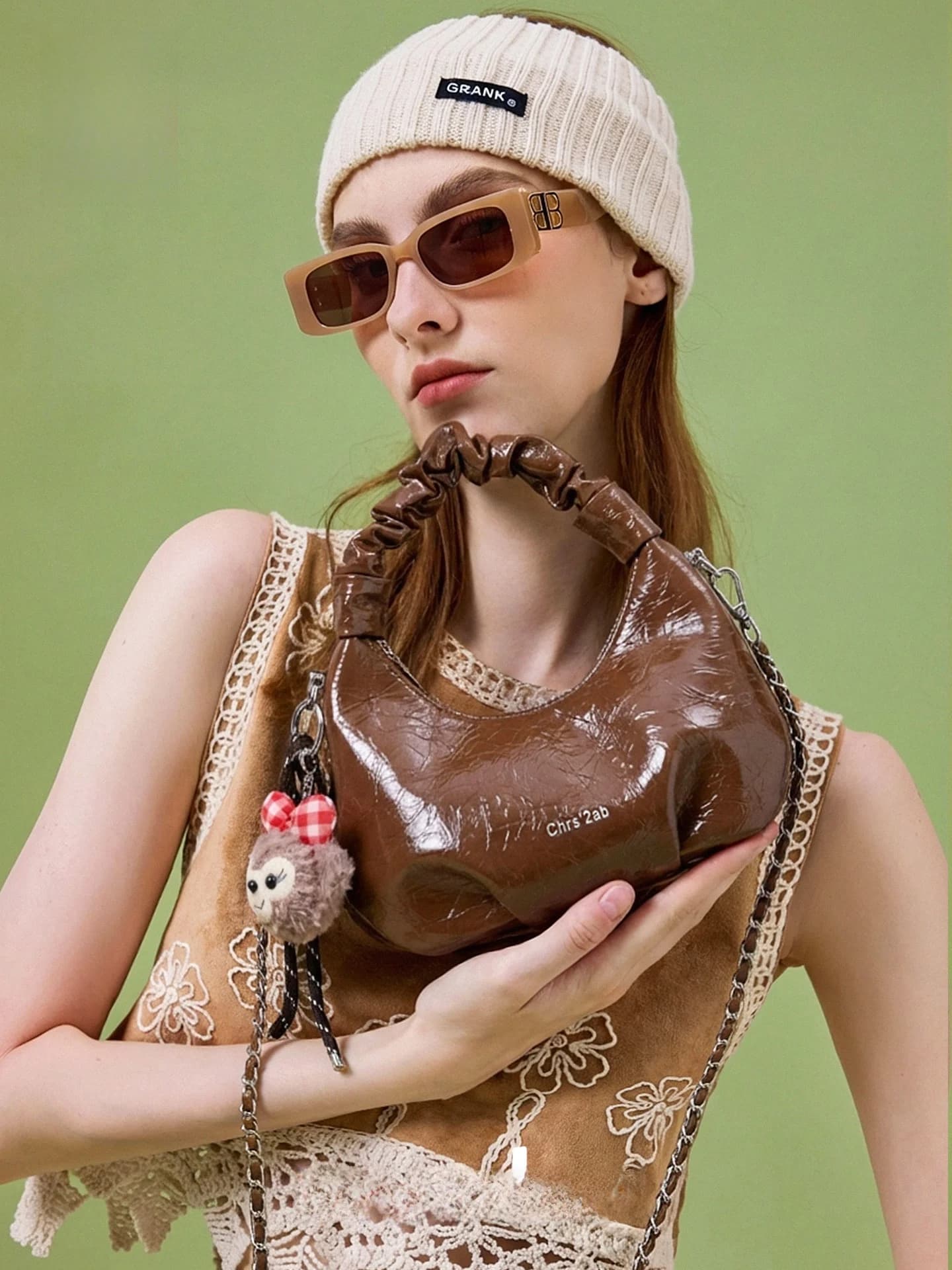 Borsa a Tracolla Pieghevole MuziKai, Borsa da Donna Elegante in Stile Britannico a Forma di Cuscino con Tracolla a Catena per Uso Quotidiano