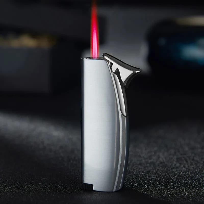 Creative Curved Butane Gas Lighter Metal Red High Flame Windproof Smoking Accessories Portable Cigarette Lighters for Men's Gift