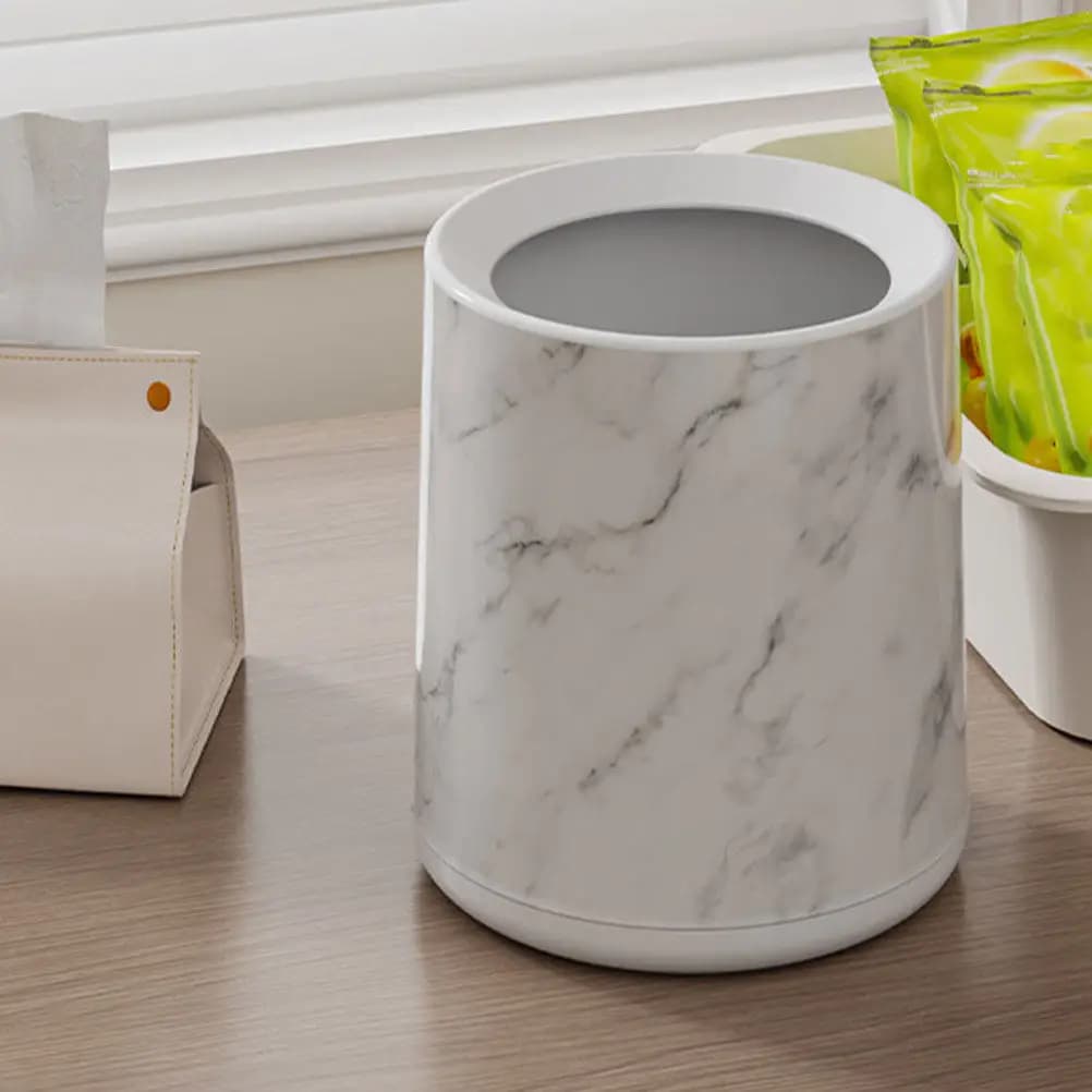 Cestino per Rifiuti da Scrivania con Motivo Marmorizzato, Compatto e Piccolo, per Bagno, Cucina, Camera da Letto, Ufficio, Toilette, Bancone, Scrivania