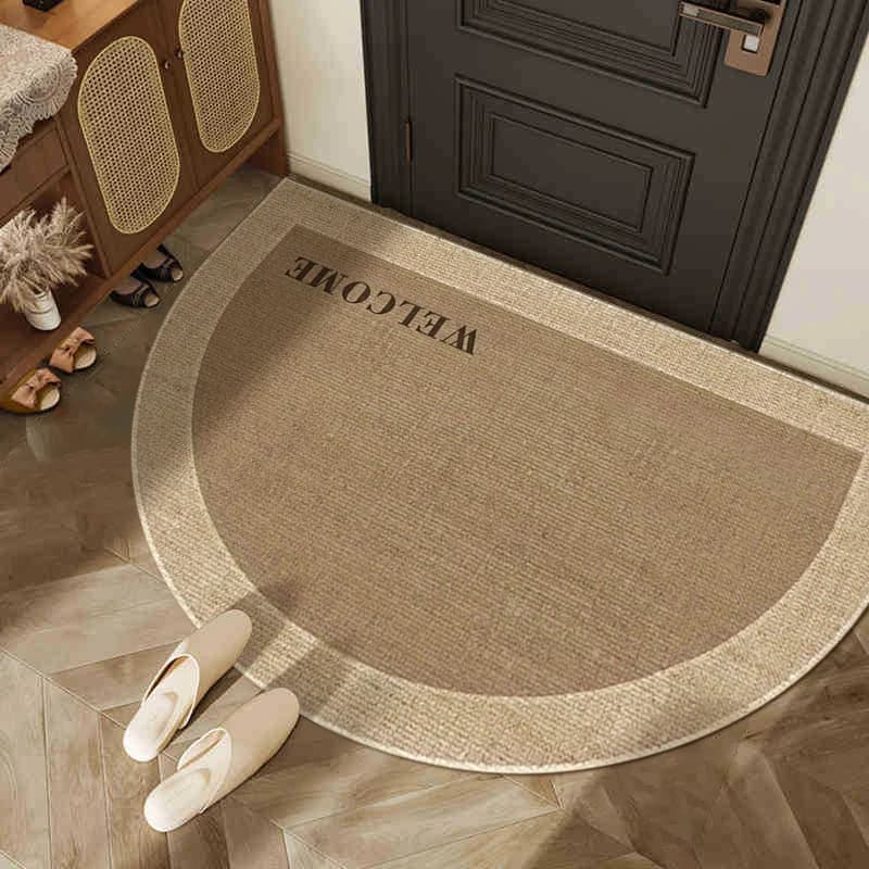 Semplice zerbino semicircolare in velluto di cristallo, tappetino antiscivolo per la casa, tappetino da portico, tappetino da bagno