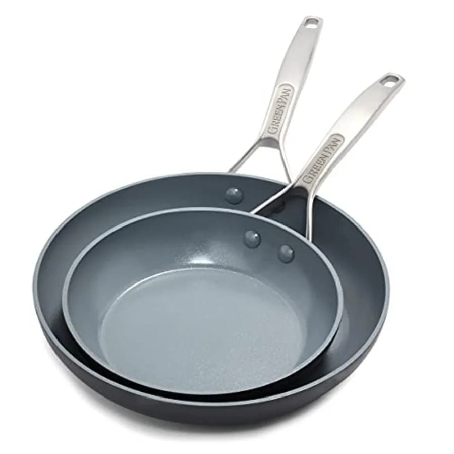 Paris Pro Set of anodised healthy ceramic pans 10" and 12" PFASFree dishwasher washable Grey