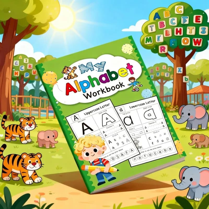 48 pagine, libro da disegno per bambini con giochi di lettere, esercizi divertenti per la scrittura di lettere, 7 giochi di pratica con le lettere, allenamento per il controllo della penna