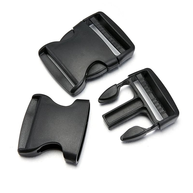 2/5/10 Pezzi Fibbie a Sgancio Rapido 25MM/38mm, Clip Regolabili in Plastica per Cinghie di Zaini, Paracord Nero, Attrezzatura Fai-da-Te