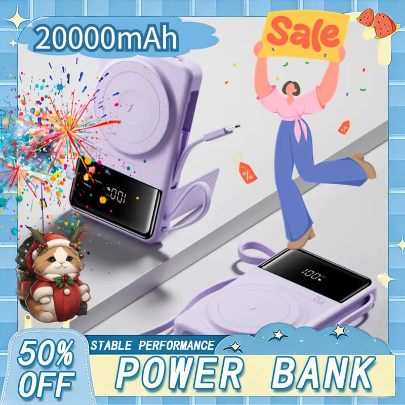 Nuovo Modello Pratico e Autonomo Power Bank Magnetico Wireless da 20000mAh con Ricarica Rapida PD35W per iPhone Xiaomi Samsung