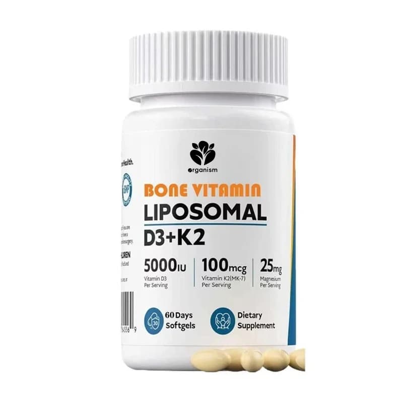 Vitamin D3 K2- Liposomal bone vitamin supplement, 5000IU D3100mcg K2 MK7 and magnesium, supports bone and immune health