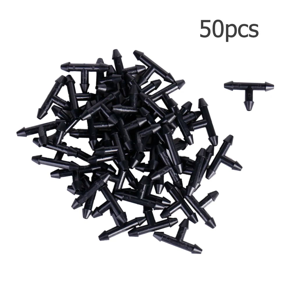 50pcs 3/5 Micro Drip Pipe Connector Plastic Drip Irrigation Joint Universal Multi-function Lightweight for Watering Systems