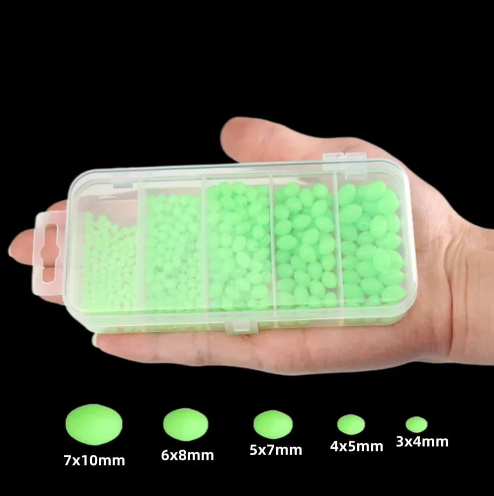 375Pcs/Set Night Luminous Fishing Hard Beads Soft Worms Glow Sea Fishing Lure Bait Floating Float Fishing Tackles Accessories