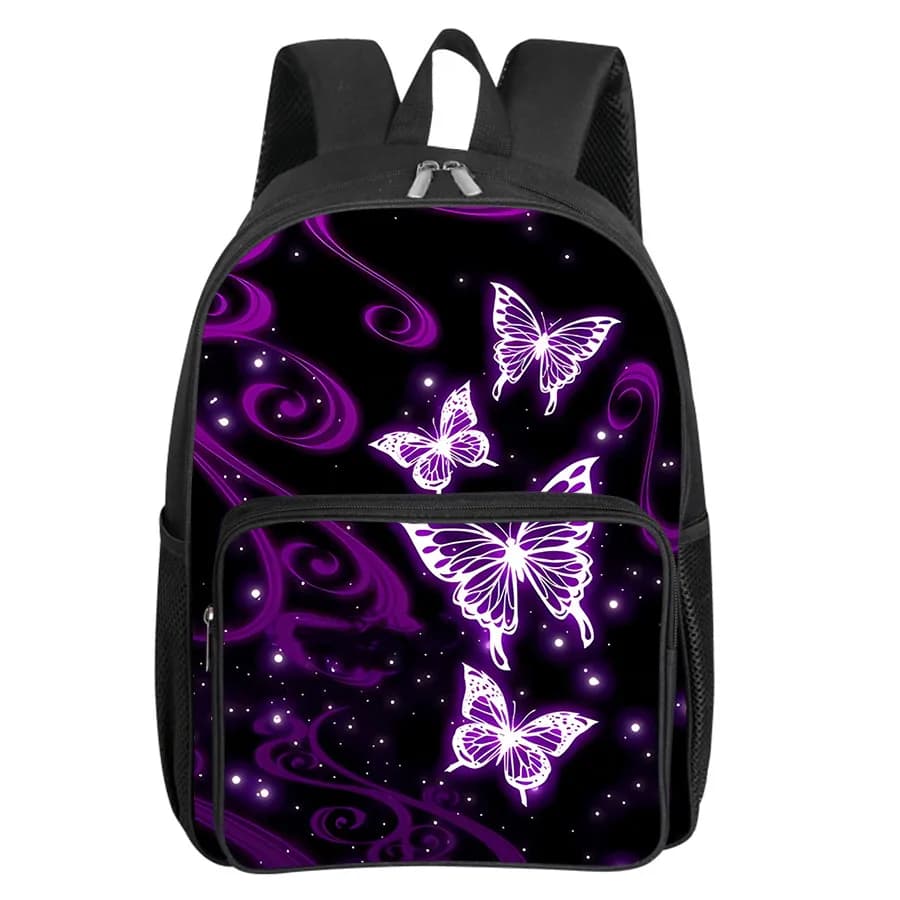 Zaino con Tasca Frontale Quadrata a Motivo Farfalla per Ragazzi e Ragazze, Miglior Regalo, Zaini Scolastici 2D Piatti con Cartoni Animati per Bambini