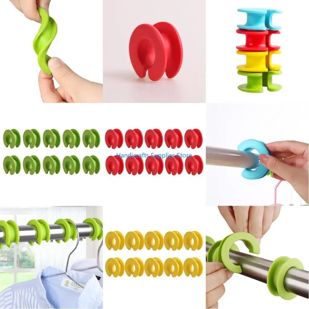 R1WA Clothes Hanger Fixed Hook Windproof Hanger Spacer Anti-Off Hanger Fixing Buckle Closet for Hanger Rod