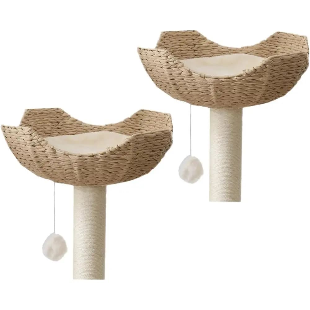 SHENGOCASE Set da 2 Accessori per Albero per Gatti da 18 Pollici, Cesto Letto di Ricambio, Ciotola Nido in Vimini Intrecciato a Mano con