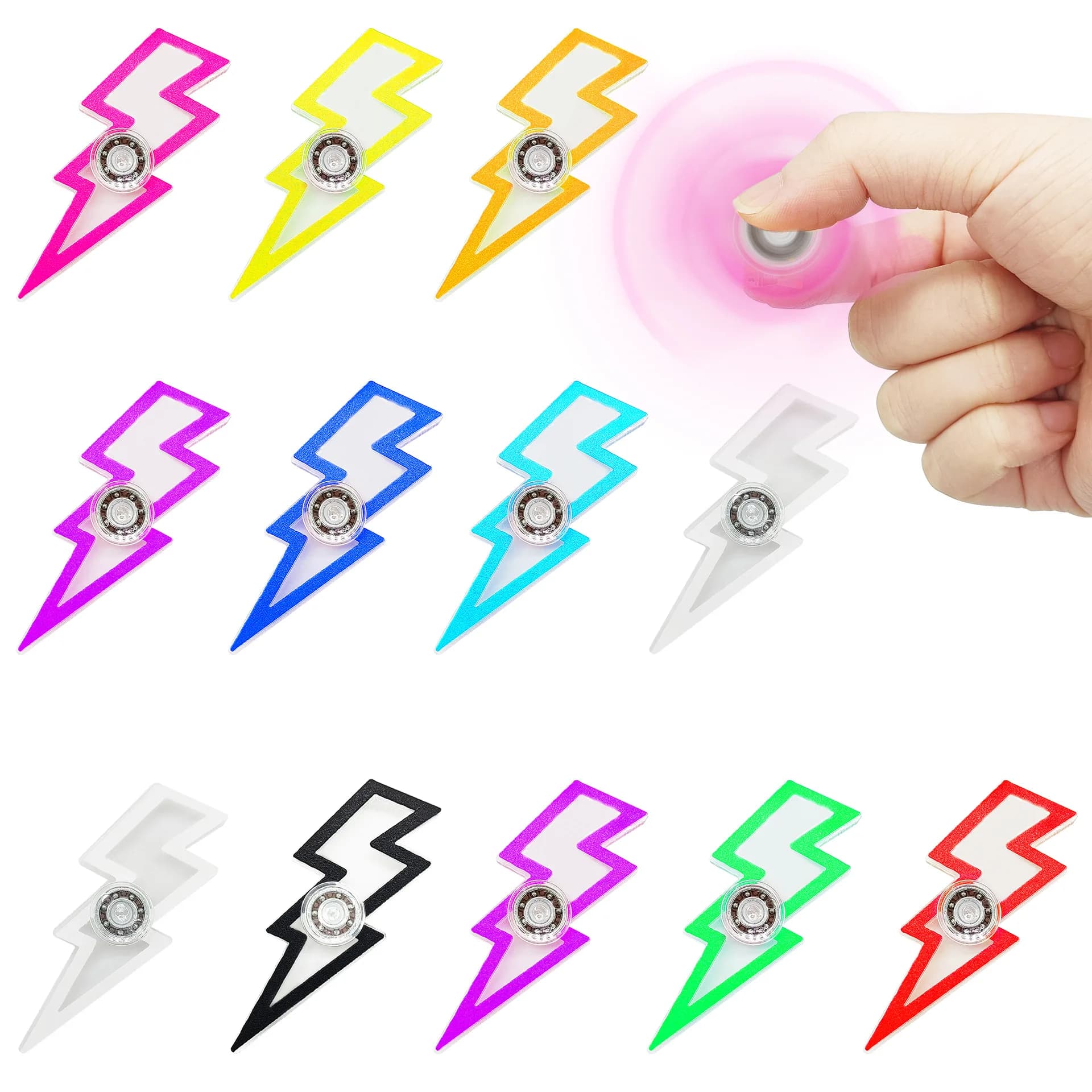 5 Pz Creativo Giroscopio Fulmine Fidget Spinner Sollievo dallo stress Agitarsi Giocattolo Giocattolo tenuto in mano ADHD Mano Spinner Alleviare lo stress Giocattolo da tavolo