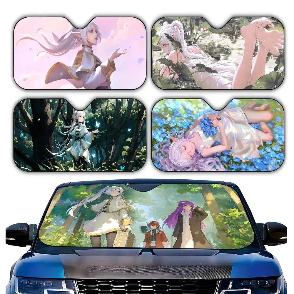 Anime F-Frieren Parasole per auto Parabrezza leggero per auto Coperture per visiera parasole pieghevoli universali