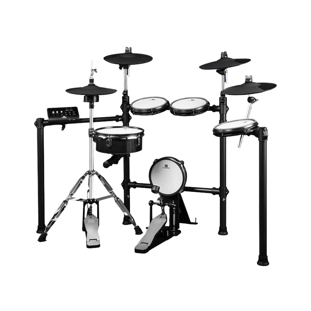 PDX550 Batteria Elettronica a 5 Pad, Kit per Pratica Studio Domestico, con Pelli in Mesh, Modulo Sonoro e Sistema Rack in Silicone - per Funzioni Musicali