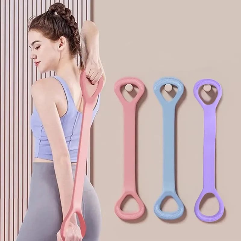 8-shaped elastic band for home fitness and back modeling, with elastic band for stretching shoulders and back for exercises behind