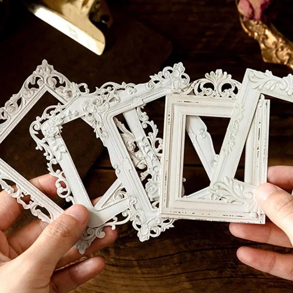 Lace Paper Bags Embossed Sticker Retro Style Hollow Design Scrapbooking Supplies Frames Diy Lace Crafting Kit Picture Frame Set