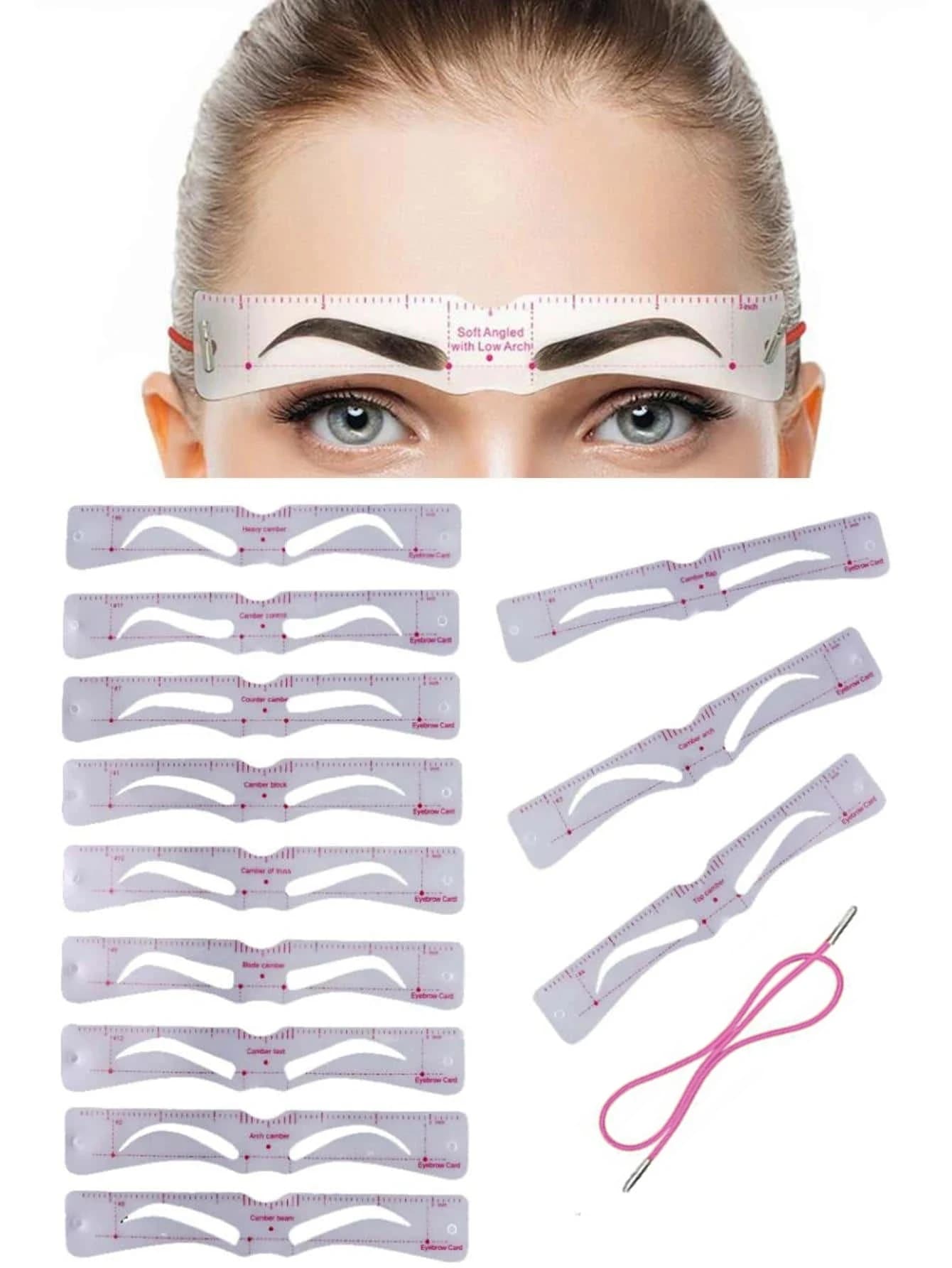12Pcs Eyebrow Stencil Set Soft PVC Eyebrow Drawing Template Cards with Eyebrow Stickers for Perfect Brows Design
