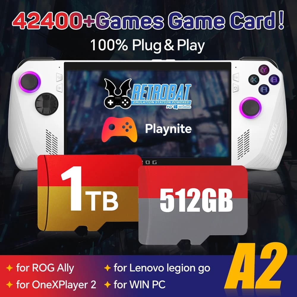 Scheda di gioco da 4 W + giochi per console portatili ROG Ally/Legion Go/AYANEO/OneXPlayer Windows/PC per PS3/PS2/SS/SWITCH/WIIU/DC/N64/SNES