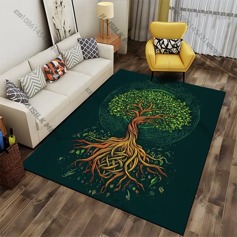 Tappeto con motivo Albero della Vita, tappeto da yoga, decorazione per soggiorno, tappetino per bambini, tappetino per gattonare, tappeto per area giochi