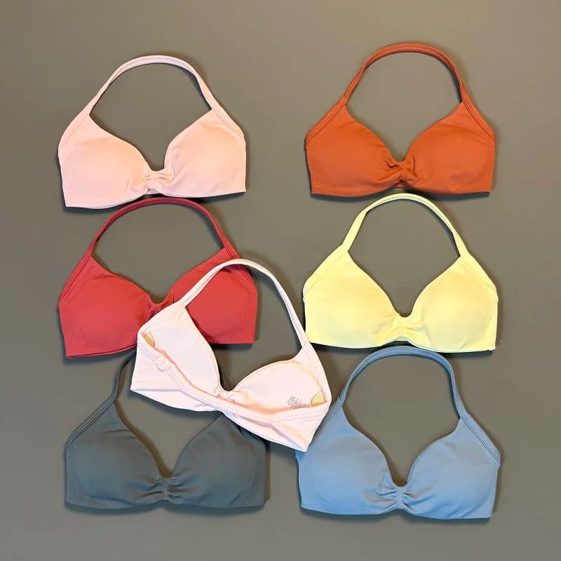 Reggiseno Sportivo HISTELLO Senza Cuciture, Intimo Yoga Donna, Reggiseno da Palestra e Corsa con Schiena Scoperta, Supporto Elevato, Abbigliamento Attivo per Fitness e Allenamento, Modello Halter
