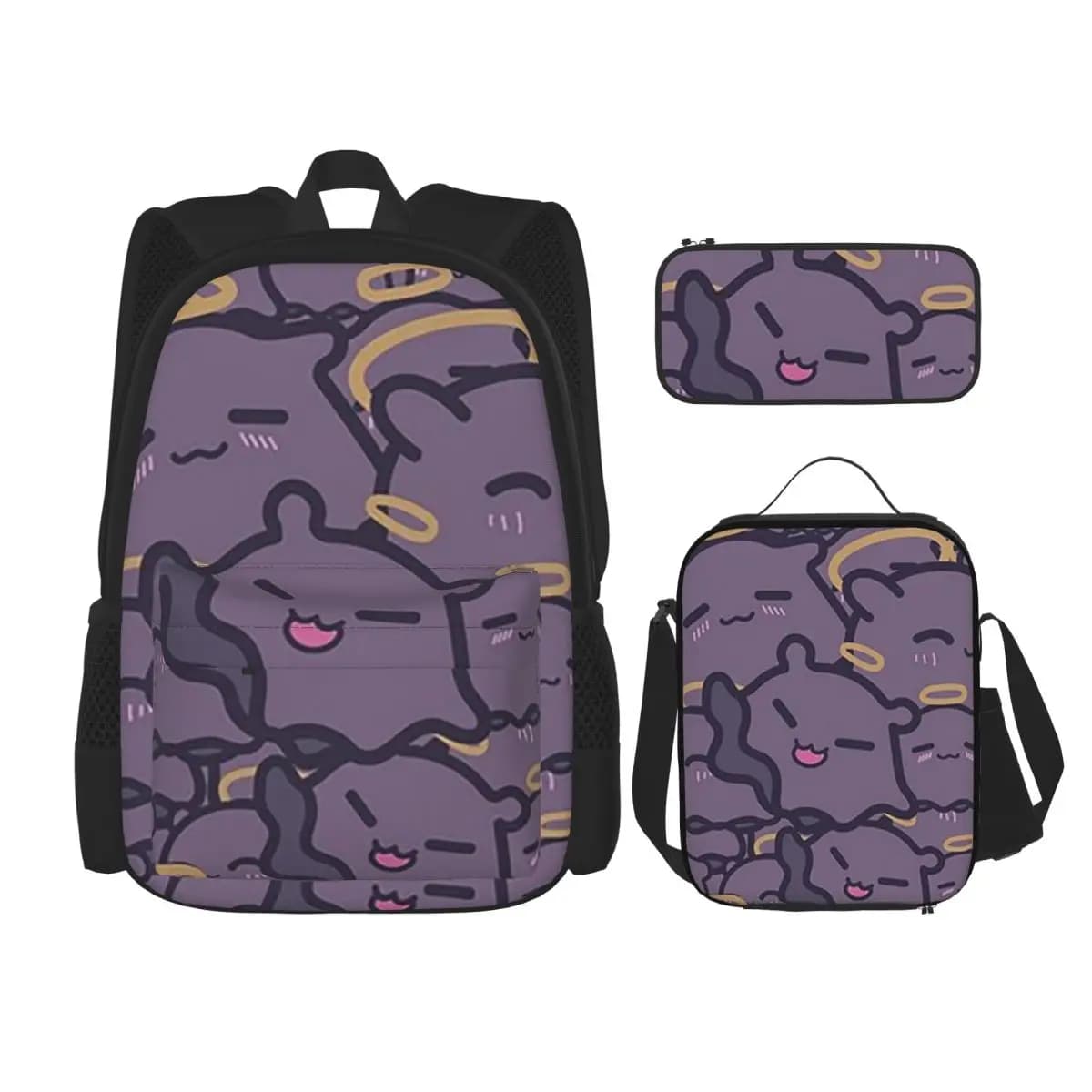 Hololive Laplus Darknesss (3) Zaini per studenti Borsa per libri Borse scolastiche Zaino Borsa per il pranzo Borsa per penne Set da tre pezzi