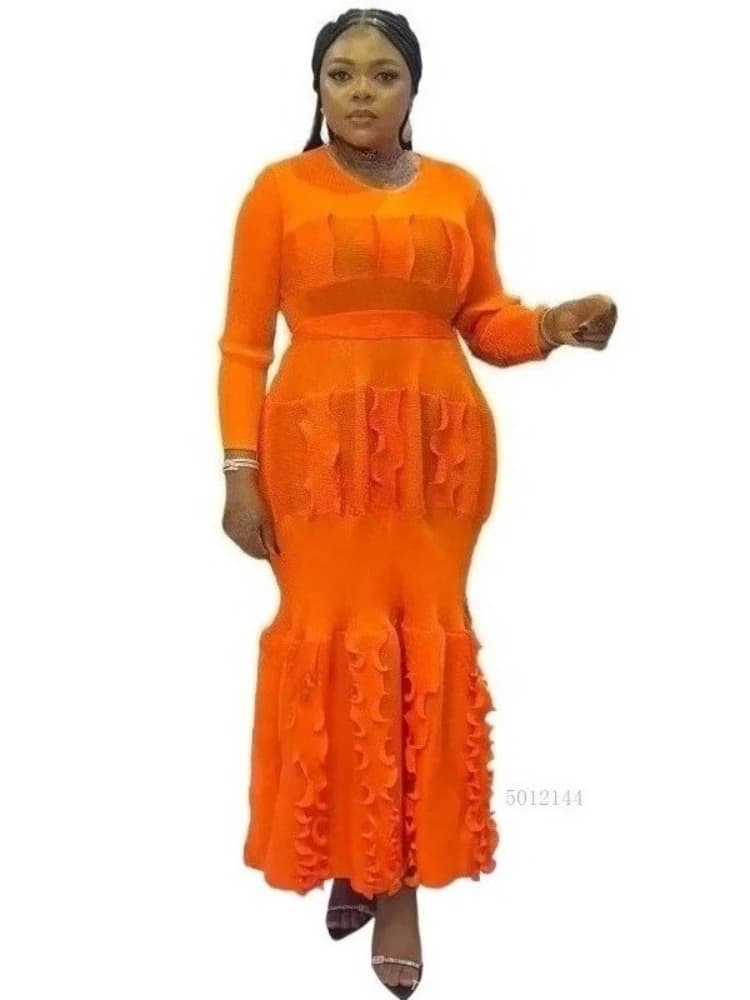Men's Dress Miyake Autumn New Patchwork Long Sleeved Trained Plus Size Long Dress Women's Long Waist Stretched Dresses America