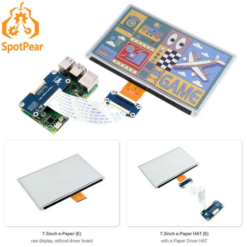 7.3 inch ePaper hat (E) 6 E-Ink colors for Arduino / Raspberry Pi / Jetson / STM32