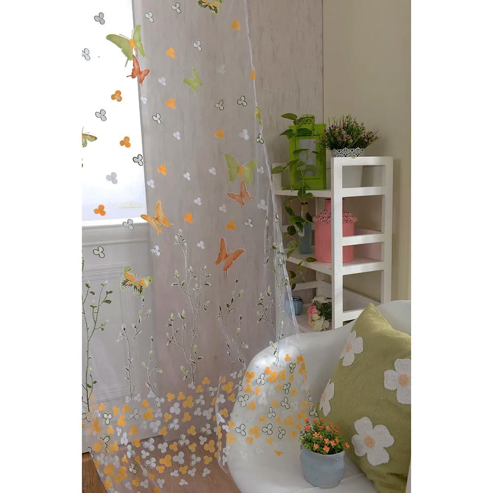 Curtain Sheer Curtains Yellow Green Window Door and Blinds Sliding Glass Bedroom