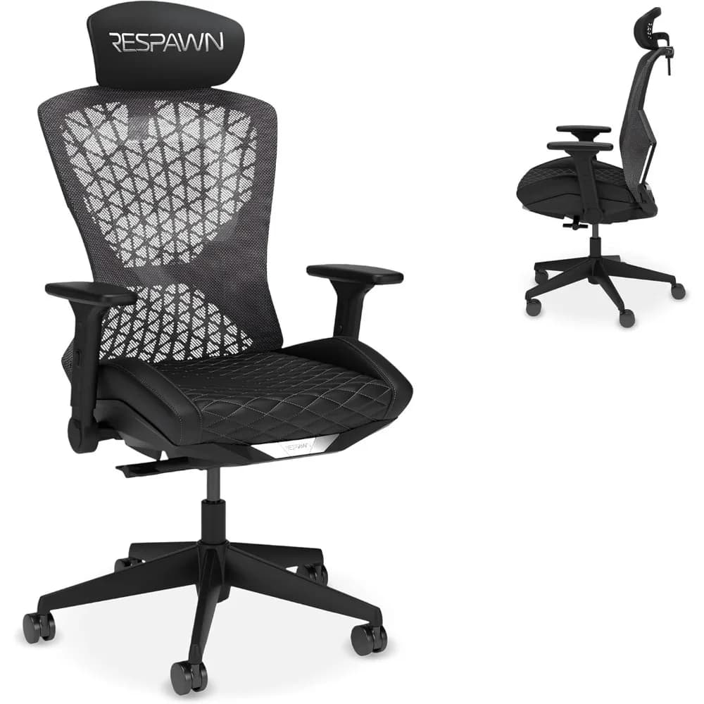 Sedia da Ufficio Ergonomica con Schienale Alto, Supporto Lombare, Poggiatesta, Braccioli Regolabili, Cuscino in Gel Rinfrescante, Rete Traspirante, Reclinabile