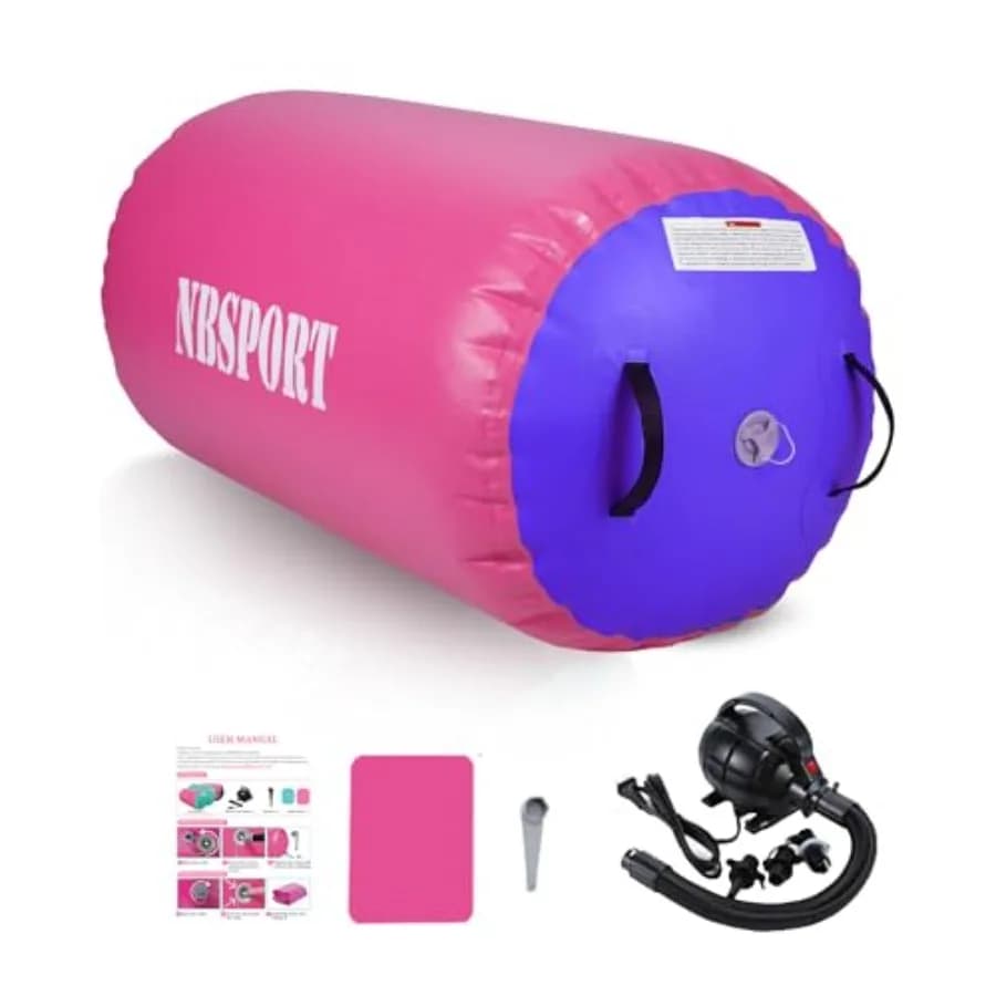 Gymnastics Training: Blue EVA Foam Inflatable Cylinder, Lightweight and Portable, For Back Jumping Exercises, Yoga, Balance, Cheerleading, Home Use