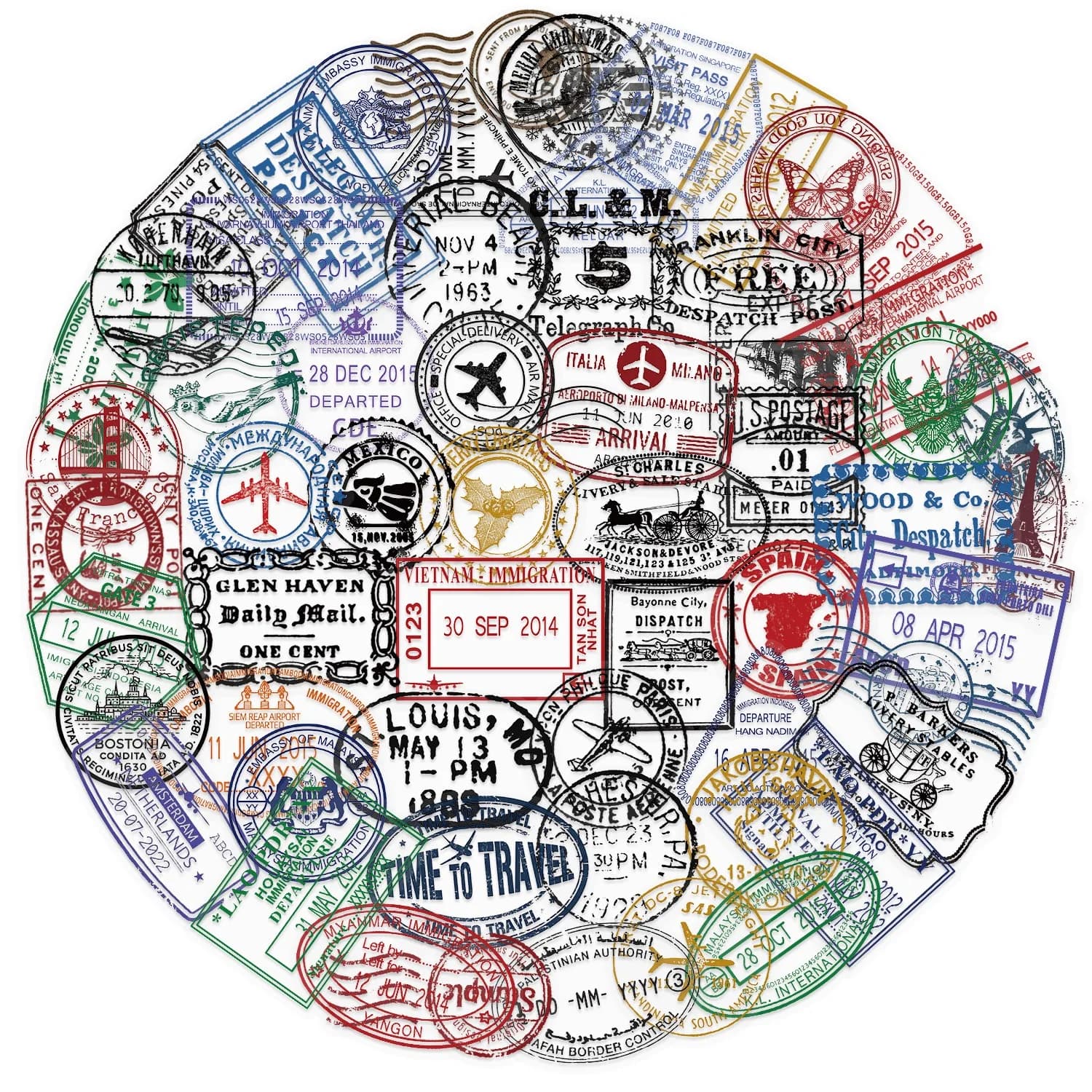 10/60 pezzi francobolli per passaporto vintage adesivi trasparenti decalcomanie da viaggio per telefono notebook bagagli skateboard chitarra adesivo fai da te giocattolo