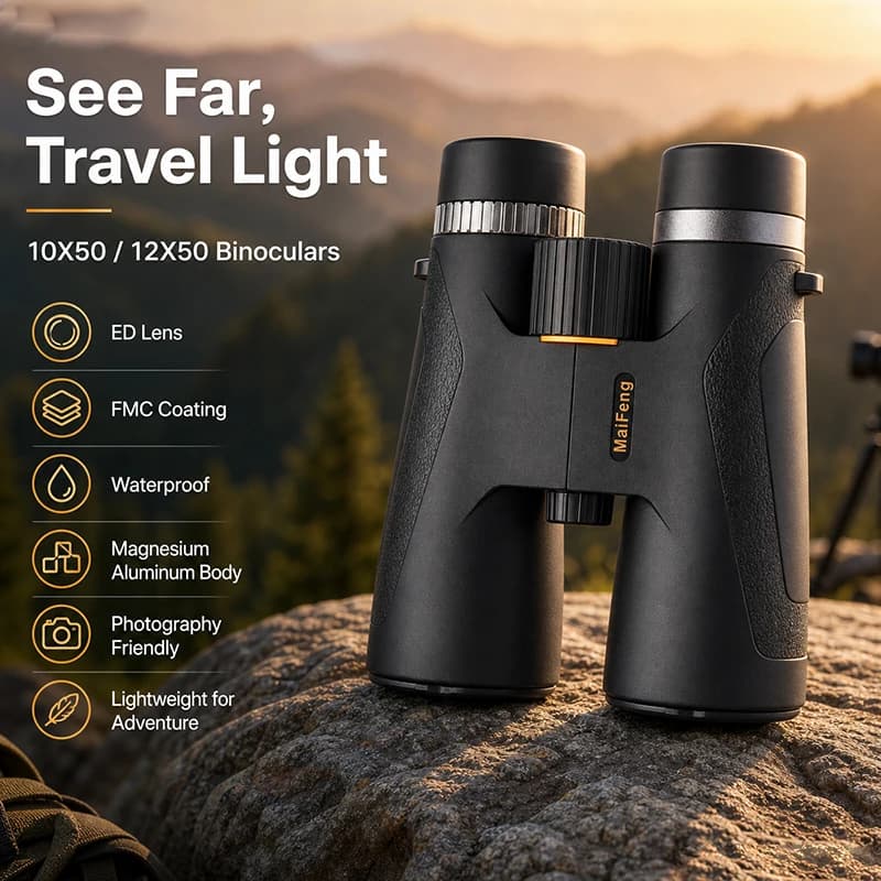 Maifeng Binoculars 10x50 12x50 for Adults High Powered Large View BAK4 Prism Telescope Large View BAK4 Prism for Bird Watching