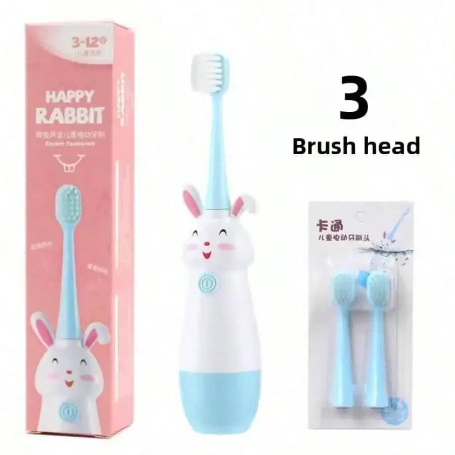 Household Electric Toothbrush For Children Aged 3-12, Smart Cartoon Ultrasonic Waterproof Soft-Bristled Toothbrush, Dental Cleaning Artifact, With 3 Brush Heads