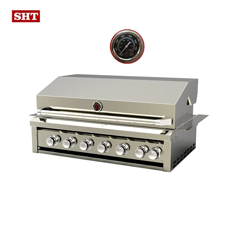 Barbecue da esterno a 7 bruciatori in acciaio inox 304, griglia a gas integrata per feste in zona tifosi di calcio