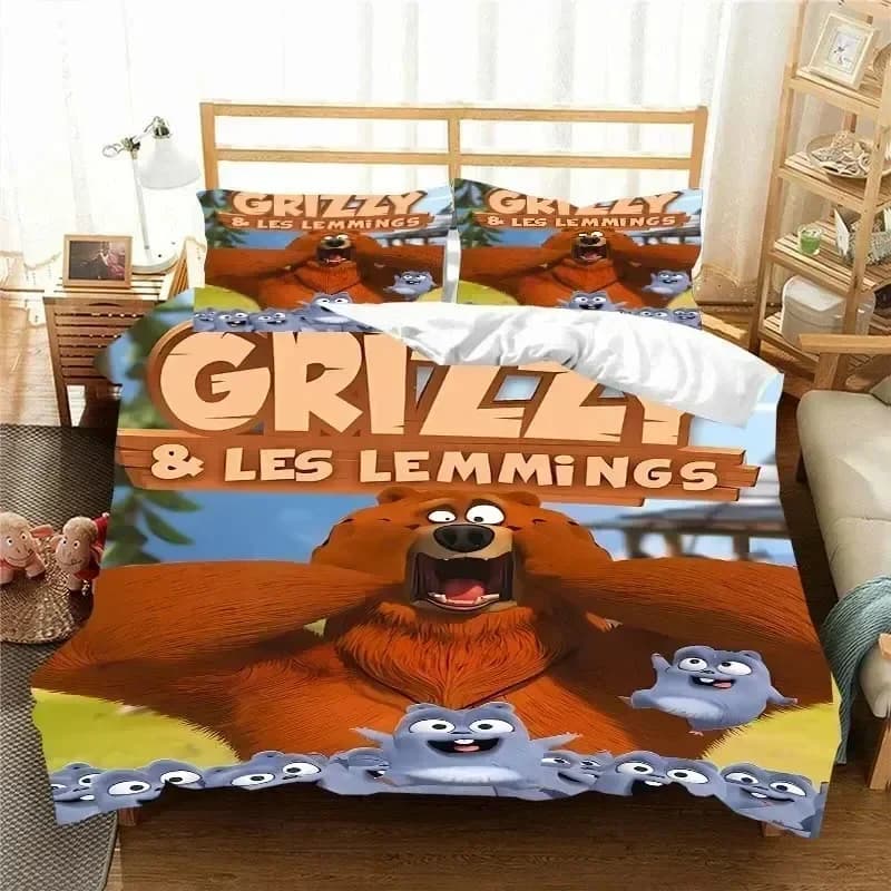 Set biancheria da letto 3D G-Grizzy e The Lemmings Set letto stampato con federa Copripiumino morbido Queen King Size Biancheria da letto per la casa