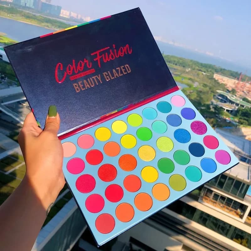 BEAUTY GLAZED Curtain of rainbow umbrellas with 39 colors Palettes with long-lasting neon glitter Cosmetics for eye makeup