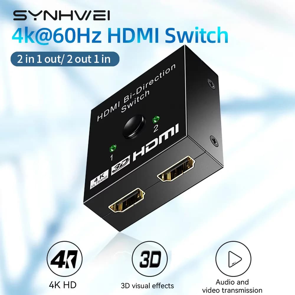Switch HDMI Splitter 4k@60 Hz Switcher HDMI bidirezionale 2 in 1 uscita Hub HDMI Supporta HD compatibile con Xbox PS4