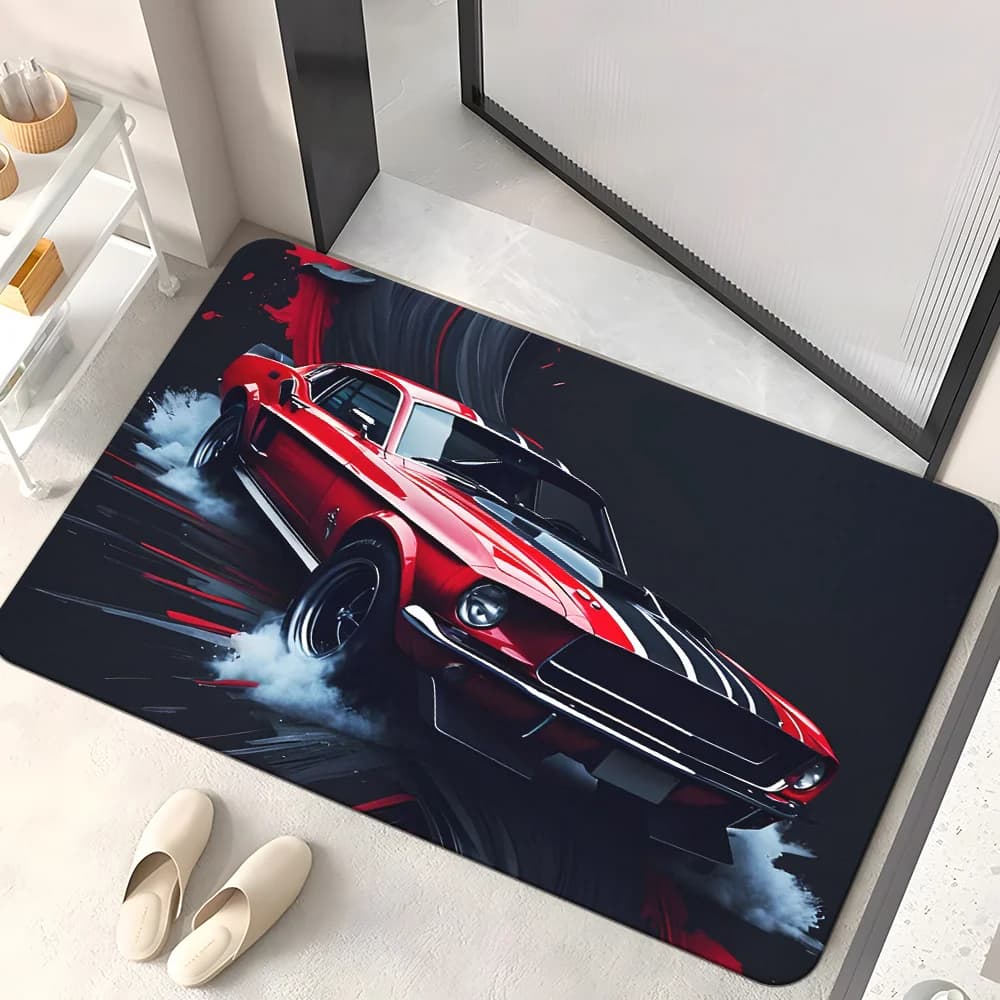 1pc Red Sports Car HD Printed Doormat – Soft, Machine Washable Rug for Bedroom, Living Room, Entryway 40x60cm16x24in