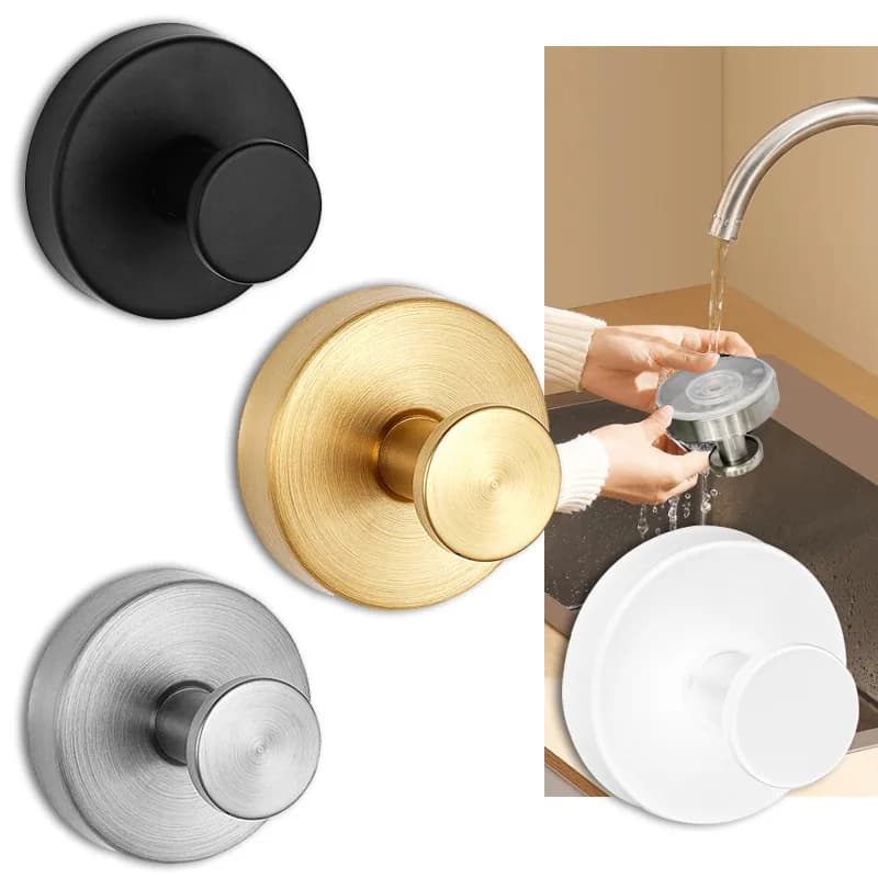 Stainless Steel Suction Cup Hook Punch-free Waterproof Wall Hook Kitchen Bathroom Robe Coat Towel Hanger Hook Hardware Accessori