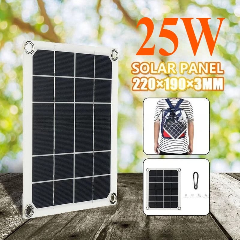Pannello solare monocristallino da 25 W | Caricabatterie per telefono semi-flessibile | Banca di alimentazione fotovoltaica portatile da esterno