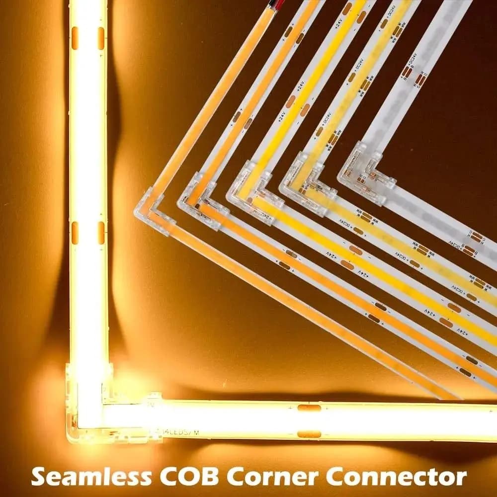 Per strisce luminose CCT FCOB RGB Connettore a 2/3/4 pin Striscia per strisce Connettori LED COB Angolo a forma di L da 90 gradi