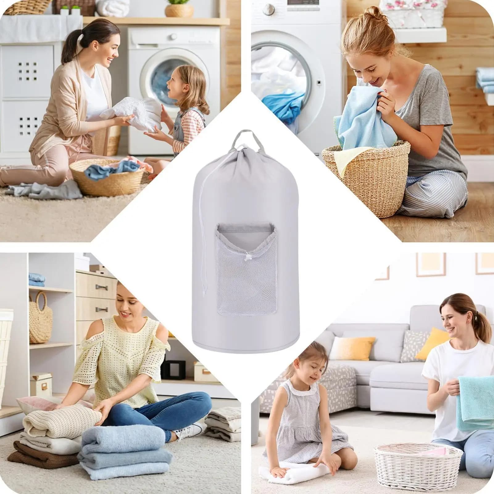 Laundry Basket Backpack 95L Foldable Waterproof Bag Drawstring Closure Oxford Fabric Laundry Hamper Backpack For Dorm College