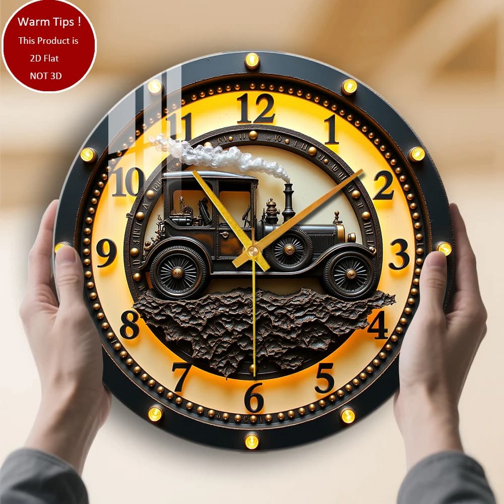 Steampunk tempered glass wall clock for vintage cars suitable for wall decorations or table displays everywhere