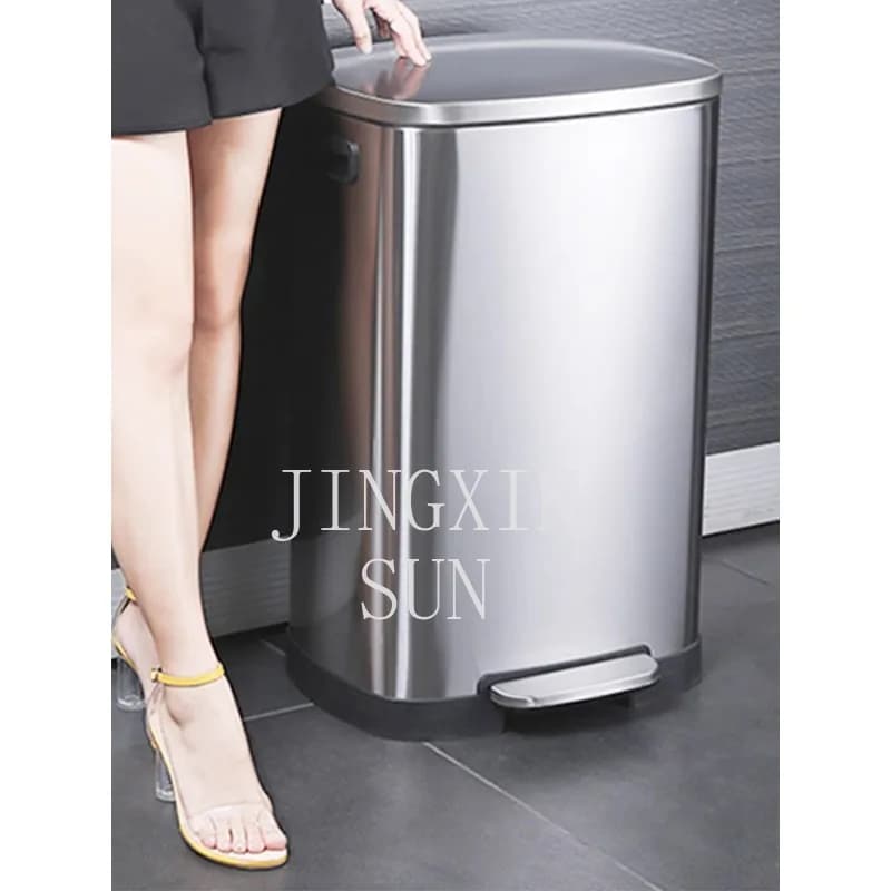 Pattumiera grande in acciaio inox tipo pedale con coperchio ufficio casa deodorante silenzioso cucina 50 litri L