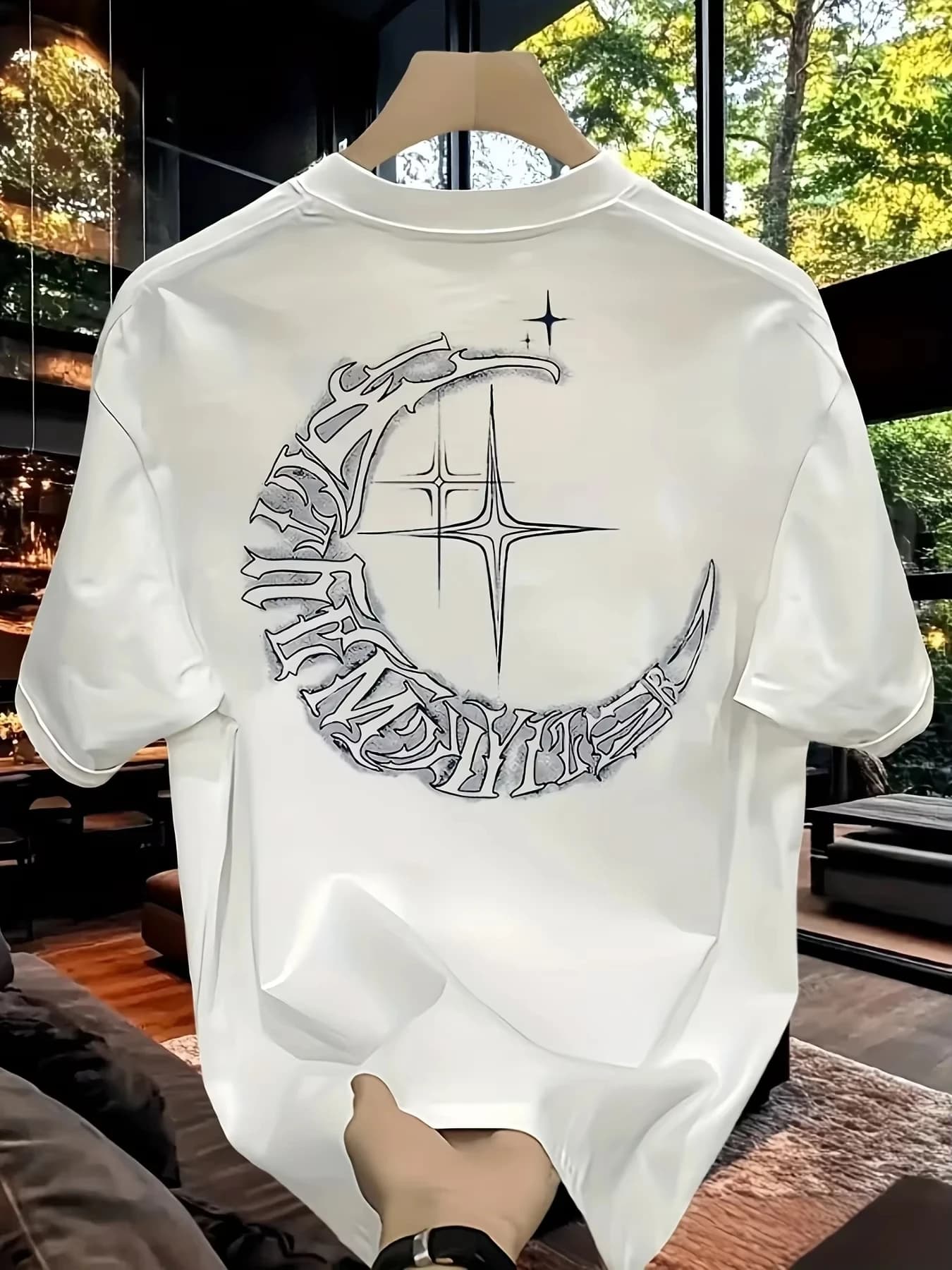 T-shirt Gotica Luna e Stella 2026 da Uomo, Maglietta a Maniche Corte Oversize, Top Estivo Streetwear Comodo e Ampio, T-shirt Unisex