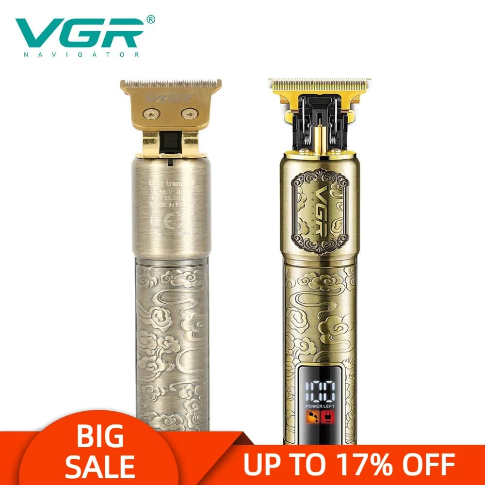 VGR V-073 nuovo stile tagliacapelli elettrico professionale T9 rasoio ad alta potenza LCD ricaricabile in metallo barba Trimmer rasatura VGR 073